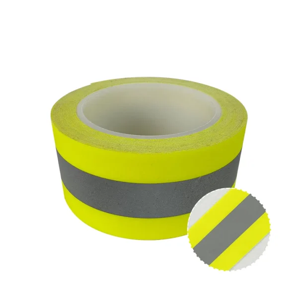 Fire retardant reflective caution tape with 100% cotton